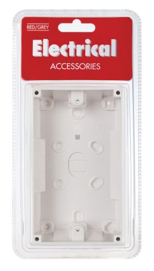 RED GREY B21P TWIN 2 GANG SURFACE MOUNTED BACK / WALL PATTRESS BOX