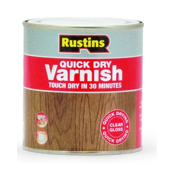 RUSTINS QUICK DRY VARNISH GLOSS CLEAR 500ML