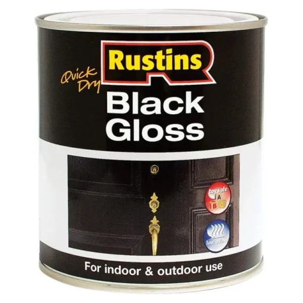 RUSTINS QUICK DRY BLACK GLOSS 1 LITRE