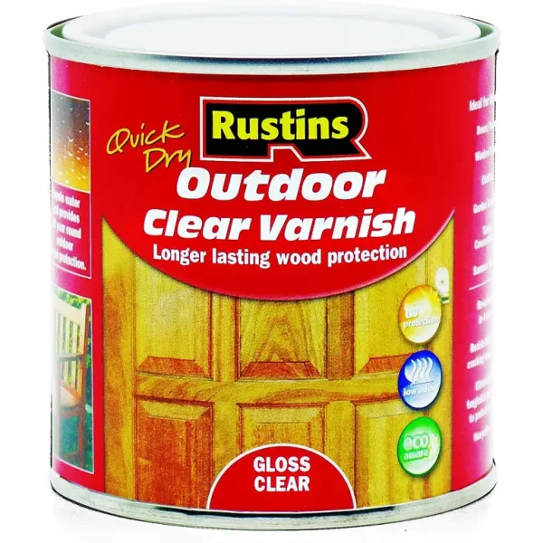 RUSTINS OUTDOOR CLEAR VARNISH GLOSS 250ML