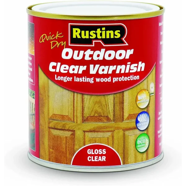 RUSTINS OUTDOOR CLEAR VARNISH GLOSS 500ML