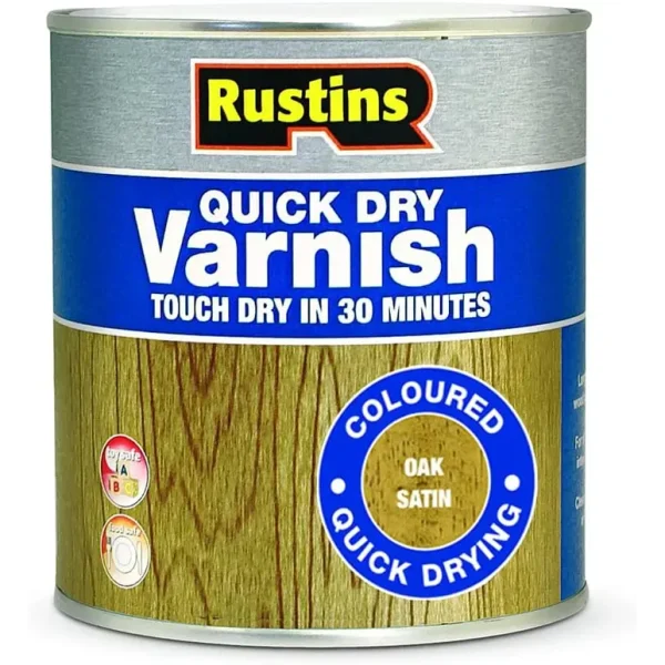 RUSTINS QUICK DRY VARNISH SATIN OAK 500ML