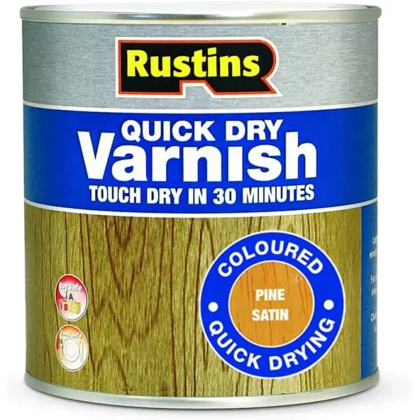 RUSTINS QUICK DRY VARNISH SATIN PINE 250ML