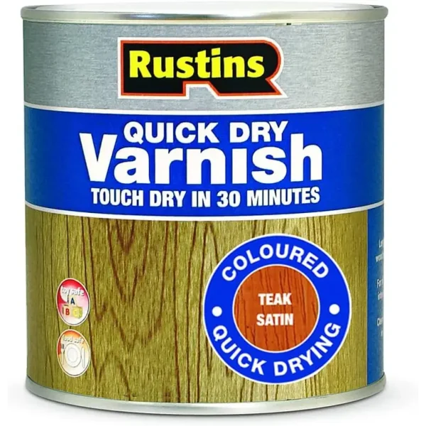 RUSTINS QUICK DRY VARNISH SATIN TEAK 250ML