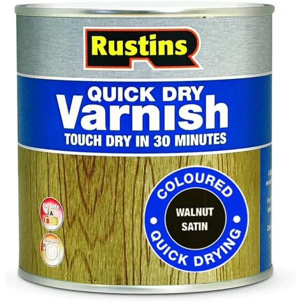 RUSTINS QUICK DRY VARNISH SATIN WALNUT 250ML