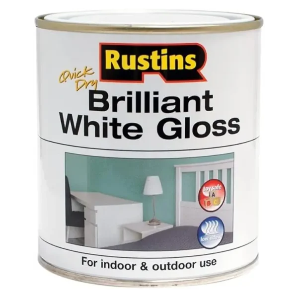 RUSTINS QUICK DRY WHITE GLOSS 1 LITRE