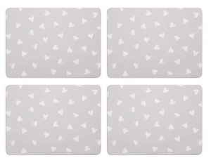 SABICHI 4 WATERCOLOUR HEARTS PLACEMATS AND 4 COASTERS SET