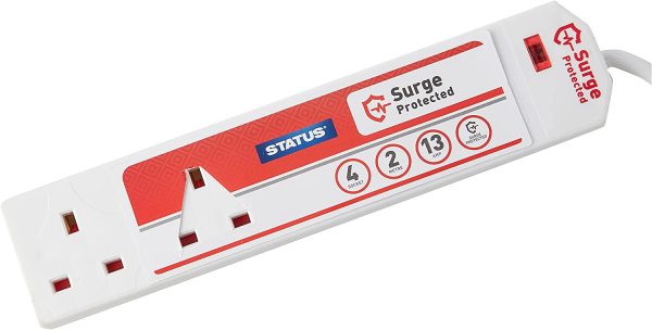 STATUS 4 GANG / SOCKET SURGE PROTECTED EXTENSION LEAD NEON INDICATOR 2M 13A