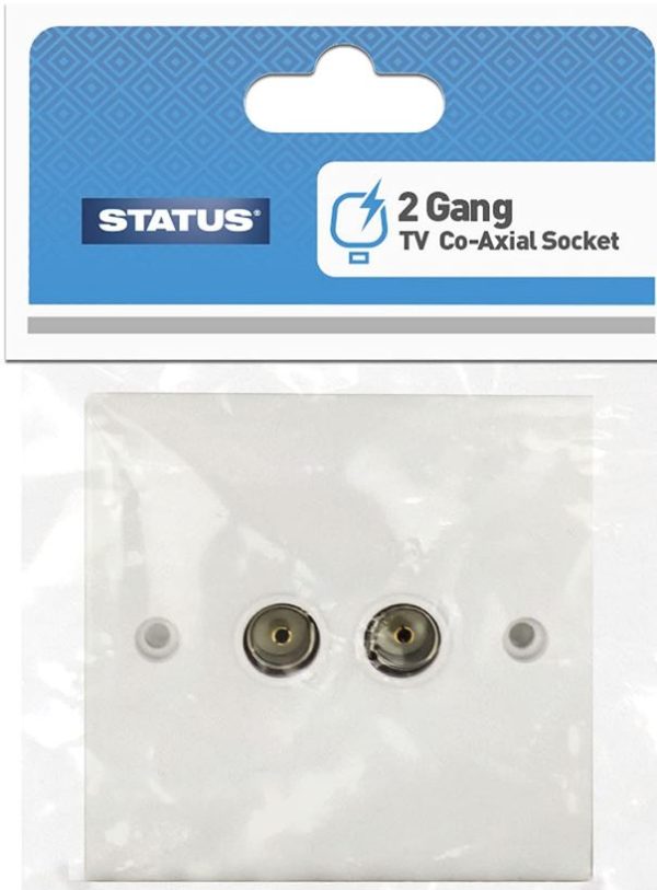 STATUS 2 GANG CO-AXIAL SOCKET TV AERIAL CONNECTOR