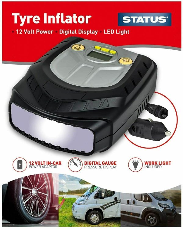 STATUS DIGITAL 12 VOLT CAR TYRE INFLATOR / COMPRESSOR