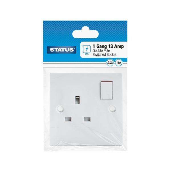 STATUS SINGLE / 1 GANG 13A DOUBLE POLE SWITCHED WALL SOCKET