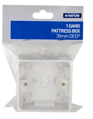 STATUS SINGLE / 1 GANG SURFACE MOUNTED BACK / PATTRESS BOX 35MM