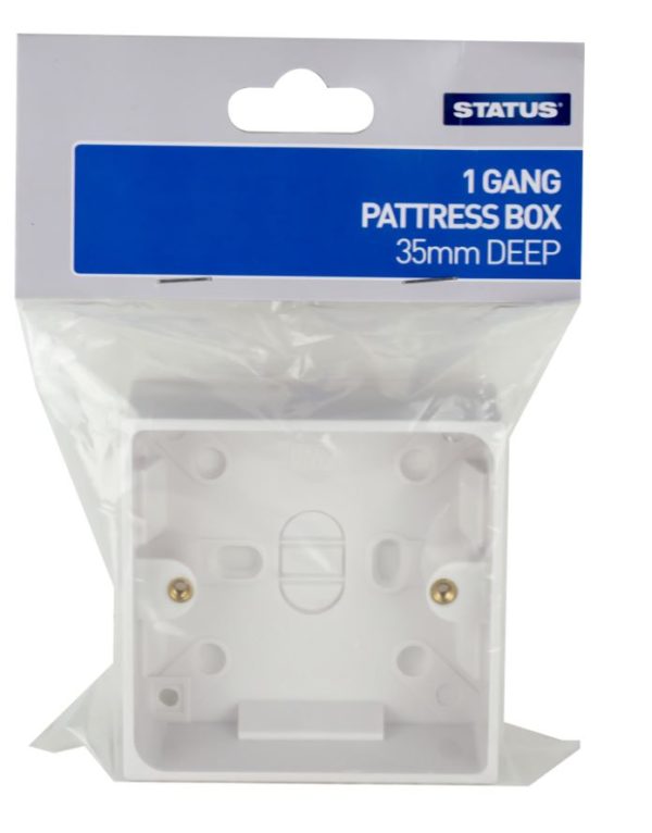 STATUS SINGLE / 1 GANG SURFACE MOUNTED BACK / PATTRESS BOX 35MM