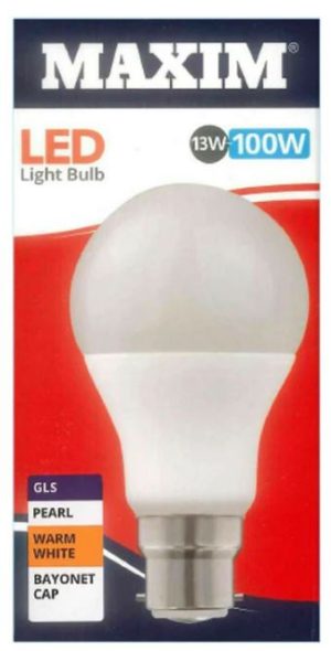 10 X MAXIM 13W=100W GLS LED LIGHT BULB BAYONET / BC WARM WHITE PEARL