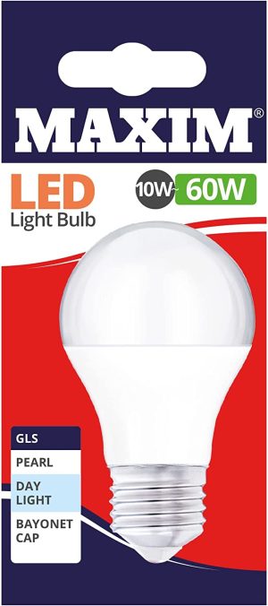 10 X MAXIM 10W=60W GLS LED LIGHT BULB EDISON SCREW / ES DAY LIGHT PEARL
