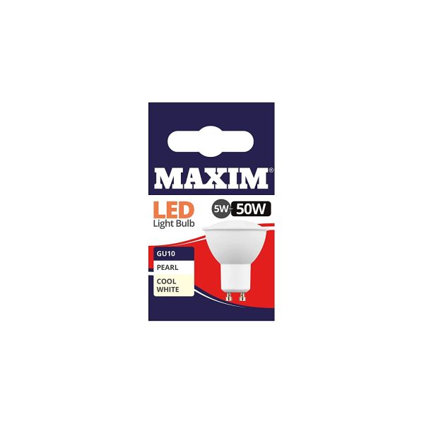 10 X MAXIM 5W=50W GU10 LED LIGHT BULB COOL WHITE PEARL