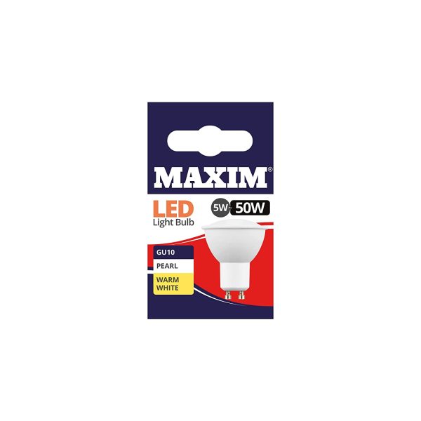 10 X MAXIM 5W=50W GU10 LED LIGHT BULB WARM WHITE PEARL