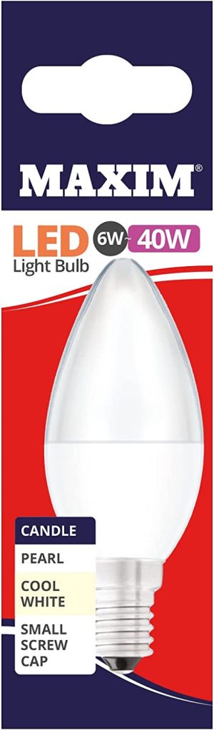 10 X MAXIM 6W=40W CANDLE LED LIGHT BULB SMALL EDISON SCREW / SES COOL WHITE PEARL