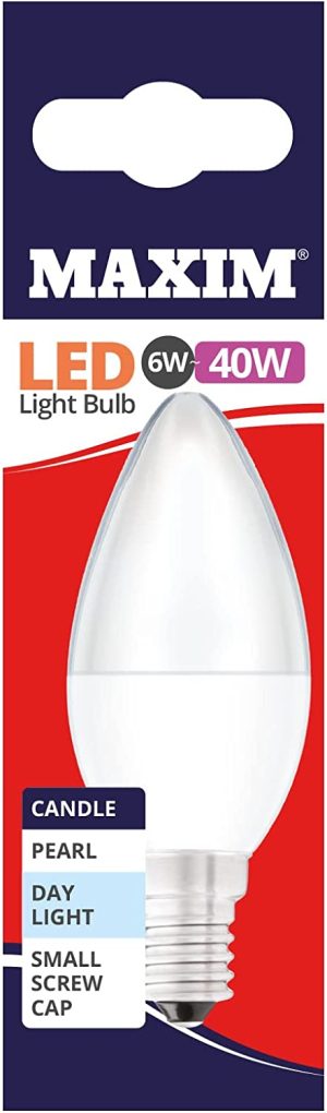 10 X MAXIM 6W=40W CANDLE LED LIGHT BULB SMALL EDISON SCREW / SES DAY LIGHT PEARL