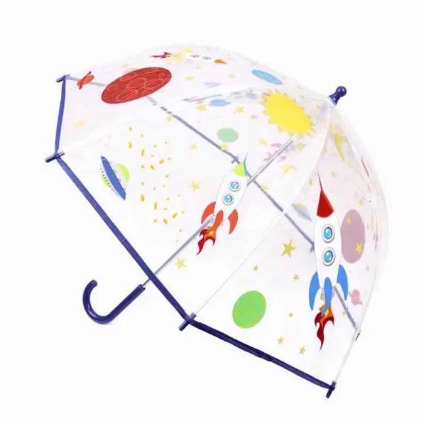 DRIZZLES KIDS CLEAR DOME UMBRELLA - SPACE DESIGN