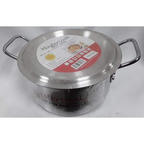 MASTERCOOK ALUMINIUM CASSEROLE WITH LID NO. 4 26CM / 7.3L