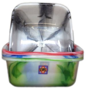 PLASTIC RECTANGULAR BOWL / TUB DOUBLE COLOUR