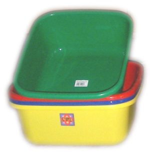 ASSORTED COLOUR PLASTIC RECTANGULAR BOWL / TUB