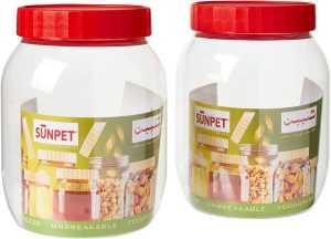 PLASTIC SUNPET FOOD STORAGE ROUND JAR 750ML PACK OF 2