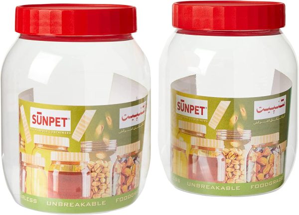 PLASTIC SUNPET FOOD STORAGE ROUND JAR 750ML PACK OF 2
