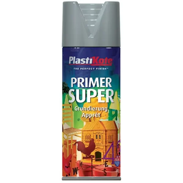 PLASTIKOTE PL11148 SUPER GLOSS SPRAY PAINT 400ML - GREY PRIMER