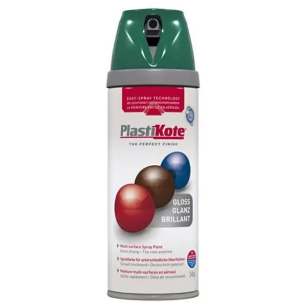 PLASTIKOTE PREMIUM TWIST & SPRAY MULTISURFACE SPRAY PAINT 400ML - GLOSS LAWN GREEN