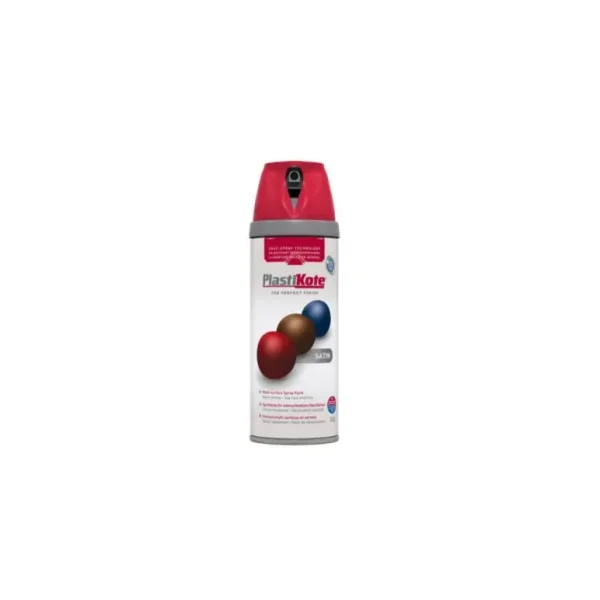 PLASTIKOTE PREMIUM TWIST & SPRAY MULTISURFACE SPRAY PAINT 400ML - SATIN REAL RED