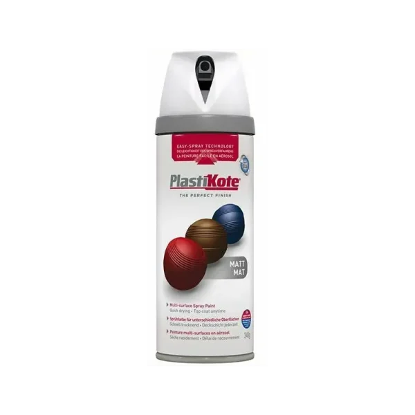 PLASTIKOTE PREMIUM TWIST & SPRAY MULTISURFACE SPRAY PAINT 400ML - MATT WHITE