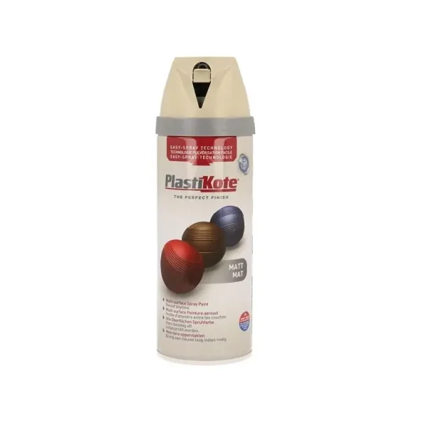 PLASTIKOTE PREMIUM TWIST & SPRAY MULTISURFACE SPRAY PAINT 400ML - MATT FRENCH GREYq