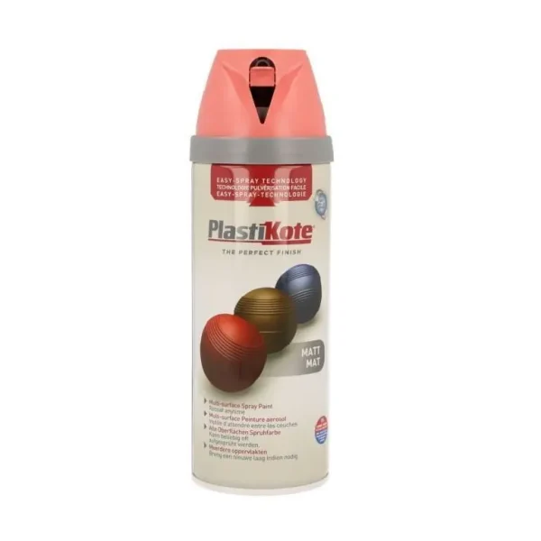 PLASTIKOTE PREMIUM TWIST & SPRAY MULTISURFACE SPRAY PAINT 400ML - MATT DUSTY CORAL