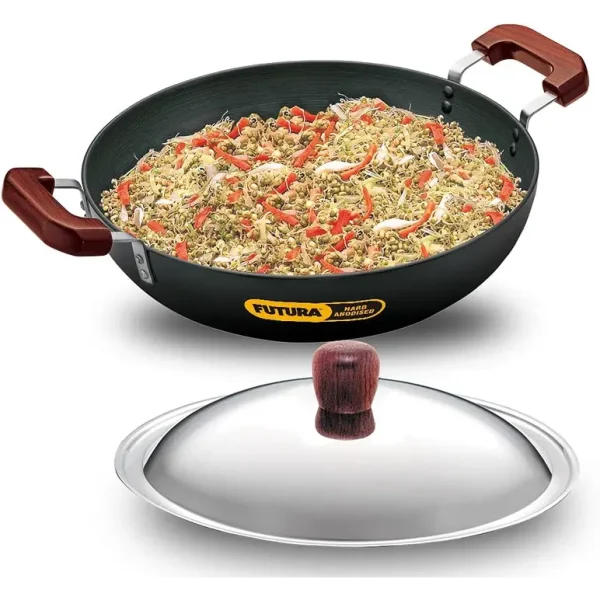 FUTURA AD75S HARD ANODISED DEEP FRY PAN / KADHAI WITH LID 36CM / 7.5L