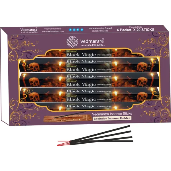 VEDMANTRA PERFUMED INCENSE STICKS PACK OF 120 WITH HOLDER - BLACK MAGIC