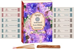 VEDMANTRA FUSION INCENSE STICKS 12 IN 1 WITH HOLDER 180G - FREE SPIRITS