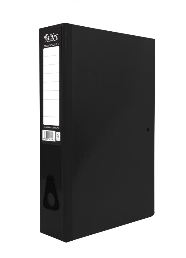 PUKKA BRIGHTS FOOLSCAP A4 BOX FILE - BLACK