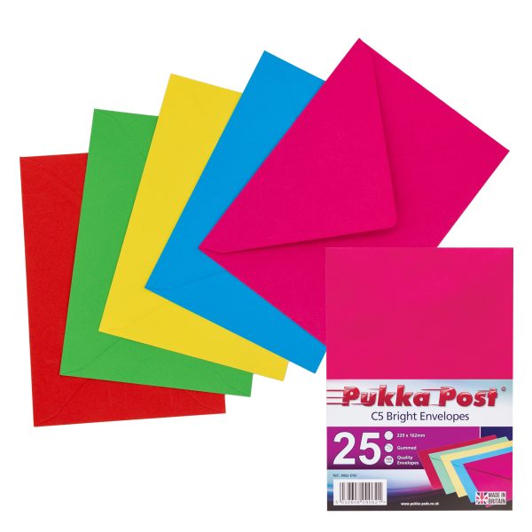 PUKKA C5 BRIGHT COLOURS ENVELOPES 229MM X 162MM PACK OF 25