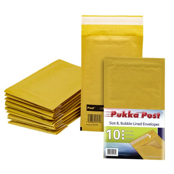 PUKKA GOLD BUBBLE ENVELOPES B 225MM X 140MM PACK OF 10