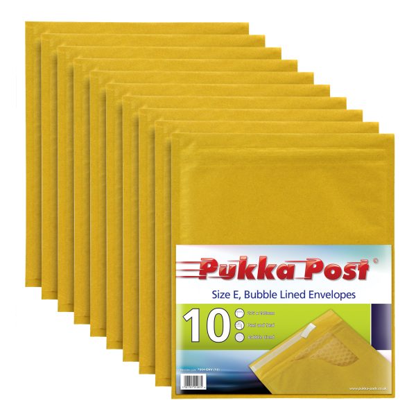 PUKKA GOLD BUBBLE ENVELOPES E 240MM X 275MM PACK OF 10