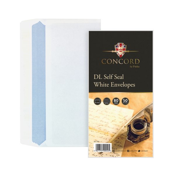 CONCORD DL WHITE SELF SEAL ENVELOPES PACK OF 50