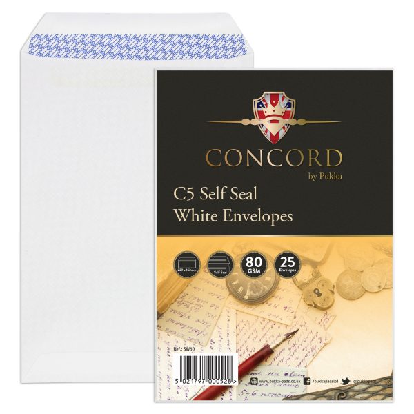 CONCROD C5 WHITE SELF SEAL ENVELOPES PACK OF 25