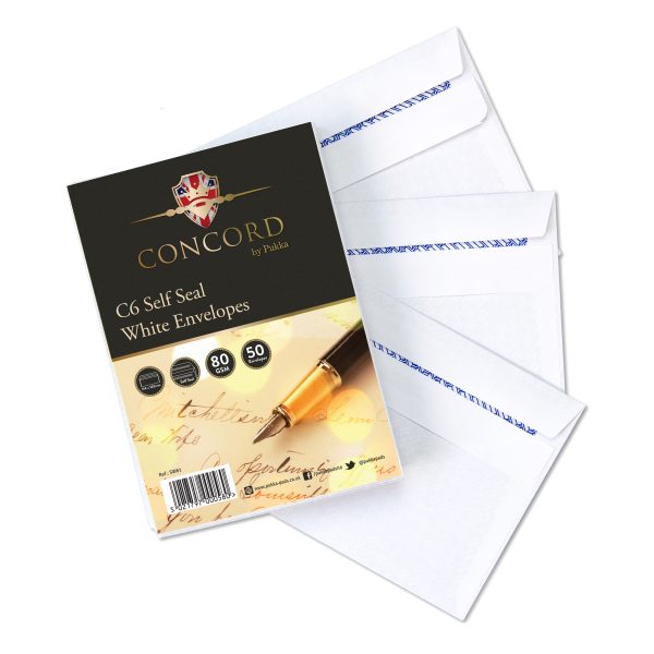 CONCORD C6 WHITE SELF SEAL ENVELOPES PACK OF 50