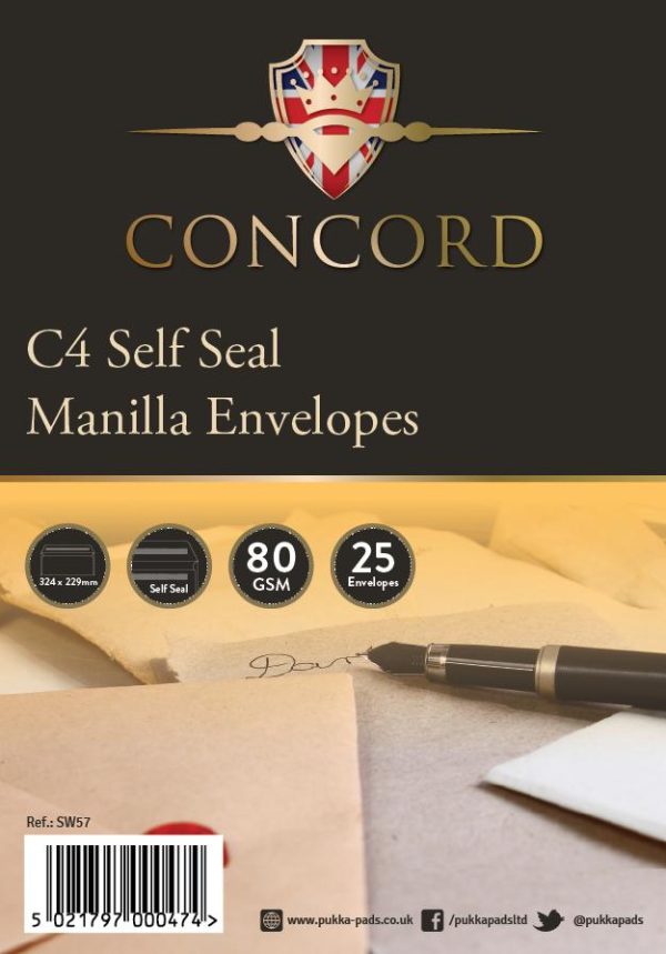 CONCORD C4 BROWN / MANILLA SELF SEAL ENVELOPES PACK OF 25