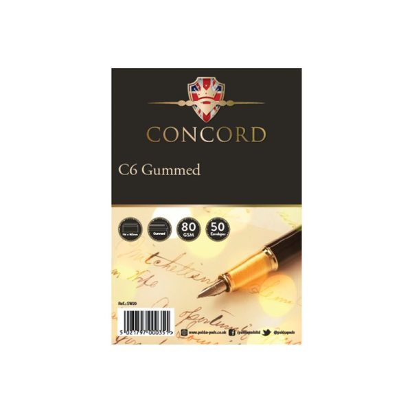 CONCORD C6 BROWN / MANILLA GUMMED ENVELOPES PACK OF 50