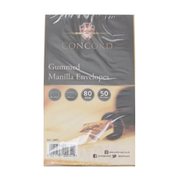 CONCORD 3.5 X 6 BROWN / MANILLA GUMMED ENVELOPES PACK OF 50