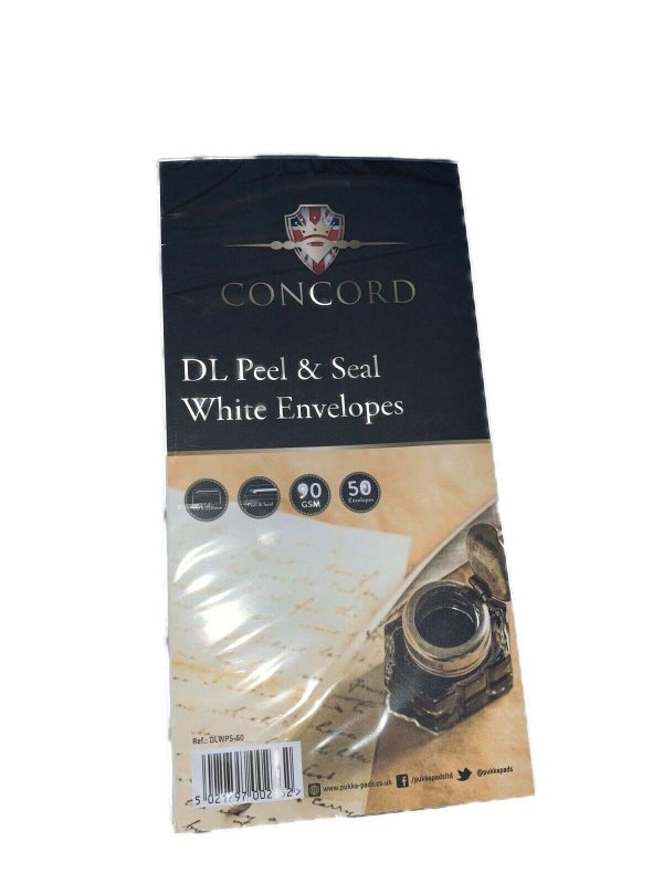 CONCORD DL WHITE PEEL & SEAL ENVELOPES PACK OF 50