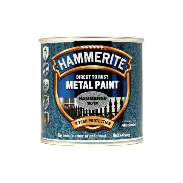 HAMMERITE METAL PAINT HAMMERED SILVER 250ML